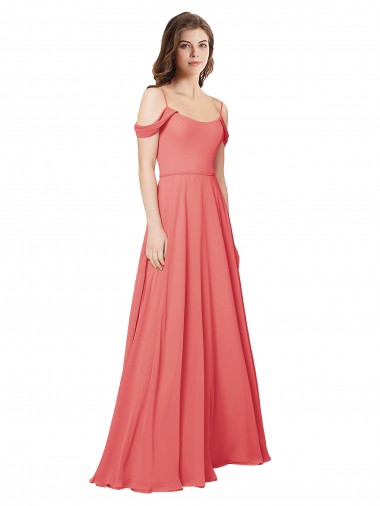 Draped Off the Shoulder Straps Chiffon Bridesmaid Dress
