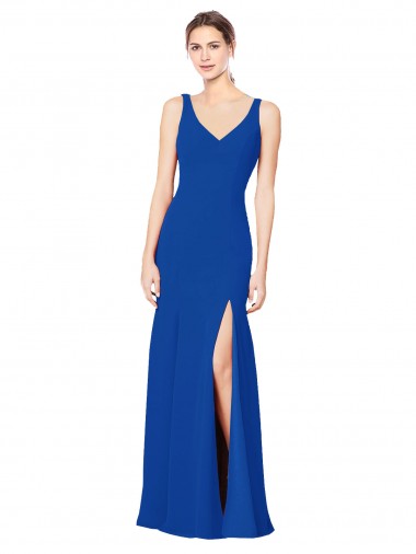 Low Back Sleeveless Chiffon Bridesmaid Dress with Side Slit