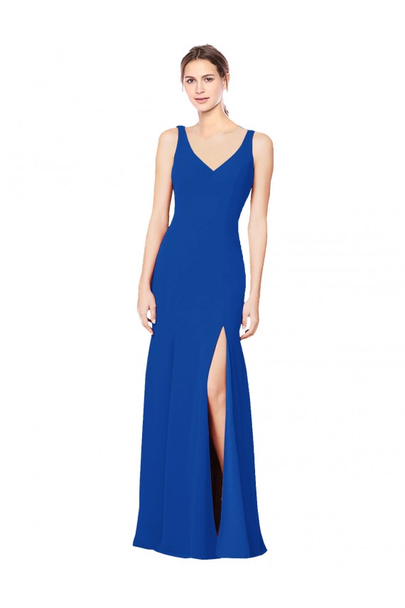 Low Back Sleeveless Chiffon Bridesmaid Dress with Side Slit