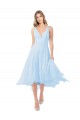 Chiffon Midi Length Keyhole Back Bridesmaid Dress