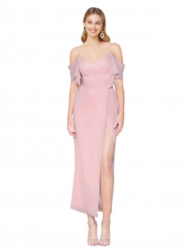 Mermaid Cold Shoulder Short Knee Length Chiffon Bridesmaid Dress