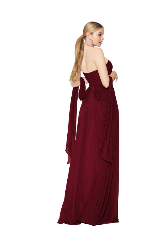 Draped Strapless Long A-Line Chiffon Bridesmaid Dress