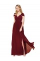 Off the Shoulder Long Chiffon Bridesmaid Dress with Side Slit