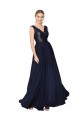 High Neck V-Neck Long Chiffon Bridesmaid Dress with Sequin Top