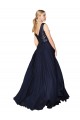 High Neck V-Neck Long Chiffon Bridesmaid Dress with Sequin Top