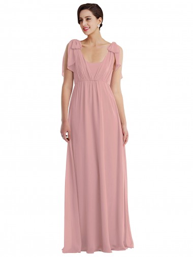 Empire Waist Long Halter Maxi Bridesmaid Dress
