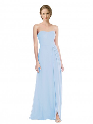 Strapless Sweetheart Maxi Bridesmaid Dress with Pleated Front Slit
