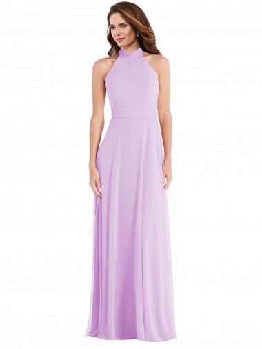 High Neck Halter Backless Maxi Bridesmaid Dress