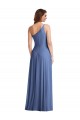 One Shoulder Full Length Maxi Bridesmaid Dress with Flirty Slit