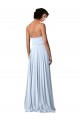 V-Neck Blouson Waist Long Chiffon Bridesmaid Dress with Straps
