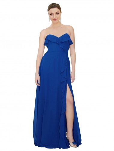 Ruffled Chiffon Strapless Bridesmaid Dress