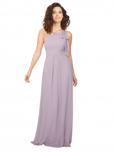 Halter Neck Bridesmaid Dress with Bow