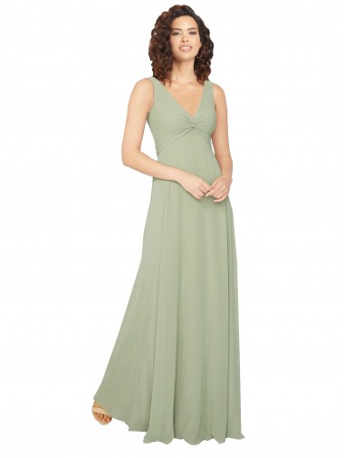 Knotted Bodice Chiffon Bridesmaid Dress