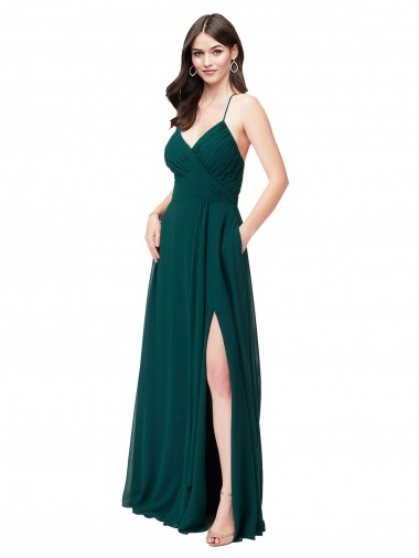 Chiffon Bridesmaid Dress with Draped Surplice Bodice