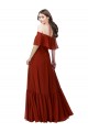 Off the Shoulder Ruffle Chiffon Bridesmaid Dress