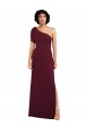 One Shoulder Chiffon Bridesmaid Dress with Skirt Slit and Accent Strap