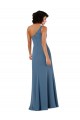 One Shoulder Chiffon Bridesmaid Dress with Skirt Slit and Accent Strap