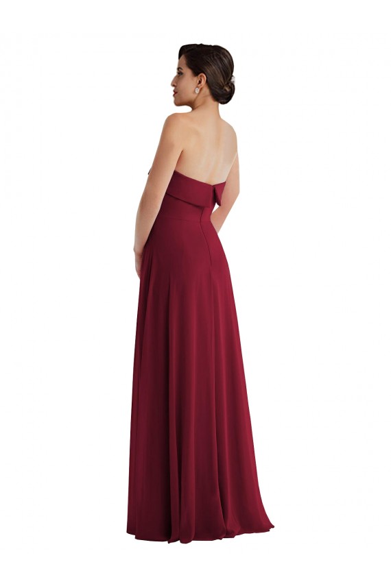 Cuffed Strapless Maxi Bridesmaid Dress with Front Slit