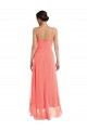 Scoop Neck Ruffle Trimmed High Low Maxi Bridesmaid Dress