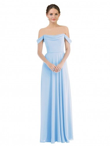 Off the Shoulder Draped Neckline Maxi Bridesmaid Dress