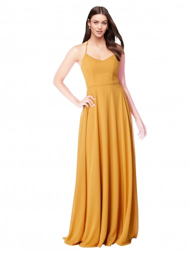 Chiffon A-Line Bridesmaid Dress with Halter Back