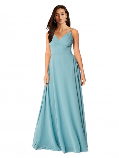 Draped Empire V-Neck Chiffon Bridesmaid Dress