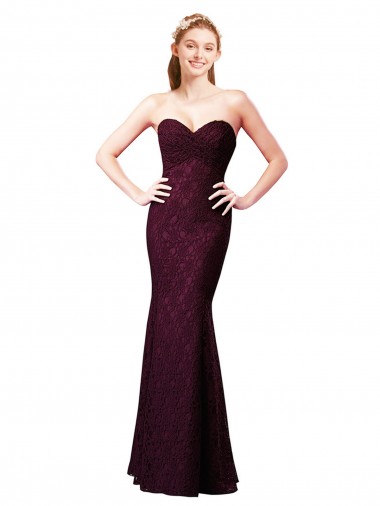 Fitted Long Lace Bridesmaid Dress with Sweetheart Neckline