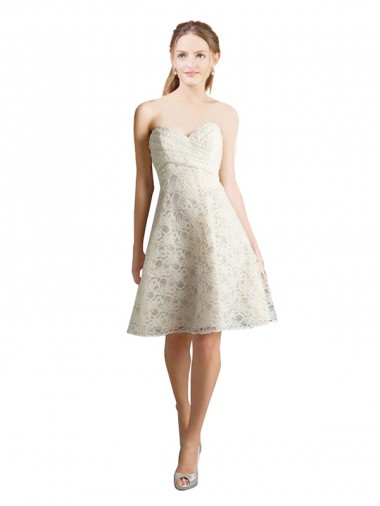 Lace Bridesmaid Dress with Draped Sweetheart Neckline