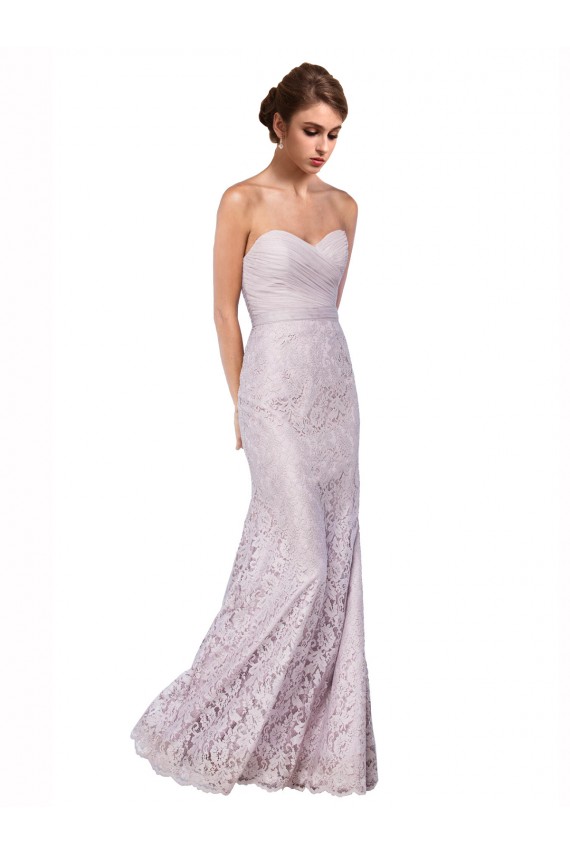 Floor Length Fitted Sweetheart Lace Bridesmaid Dress