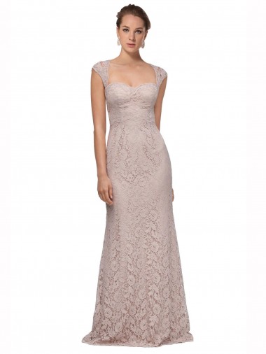 Sweetheart Neckline Cap Sleeves Lace Bridesmaid Dress with Twist
