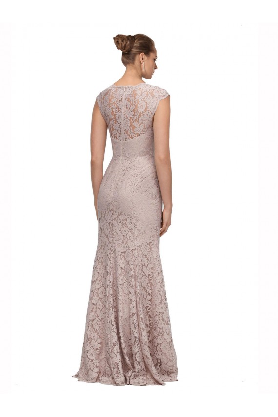 Sweetheart Neckline Cap Sleeves Lace Bridesmaid Dress with Twist