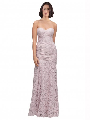 Floor Length Long Mermaid Lace Bridesmaid Dress with Low Back