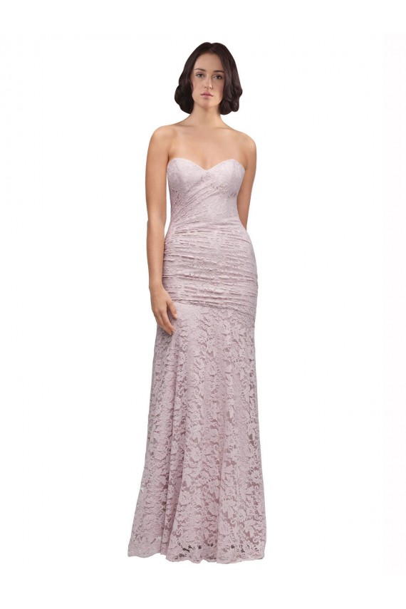 Floor Length Long Mermaid Lace Bridesmaid Dress with Low Back