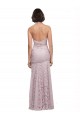 Floor Length Long Mermaid Lace Bridesmaid Dress with Low Back