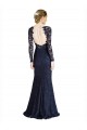 Illusion Long Sleeves Lace Bridesmaid Dress with Sheer Keyhole Back