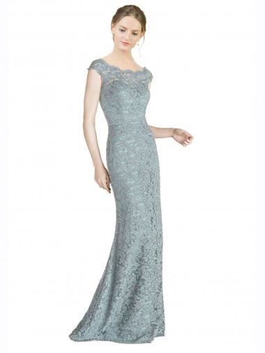 Off the Shoulder Mermaid Lace Bridesmaid Dress with Cap Sleeves
