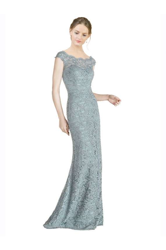 Off the Shoulder Mermaid Lace Bridesmaid Dress with Cap Sleeves