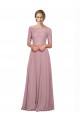 Off the Shoulder Lace Crop Top A-Line Chiffon Bridesmaid Dress