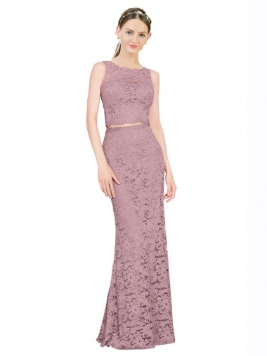 Sleeveless Crop Top High Neck Mermaid Lace Bridesmaid Dress