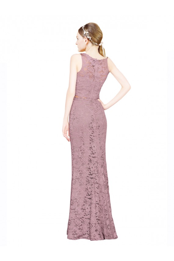 Sleeveless Crop Top High Neck Mermaid Lace Bridesmaid Dress