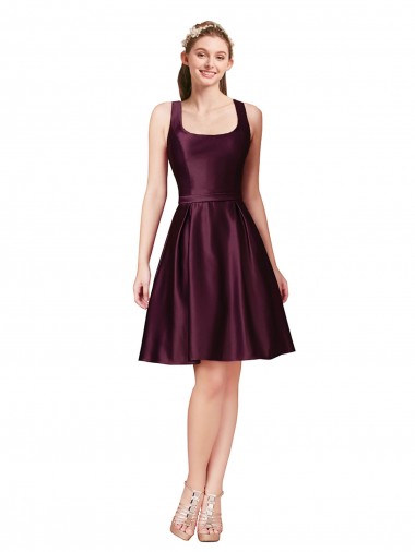 Classic Satin Bridesmaid Dress with V Back and Bow Detail
