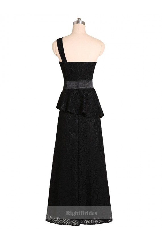 Long One Shoulder Satin Bridesmaid Dress with Bow Ties