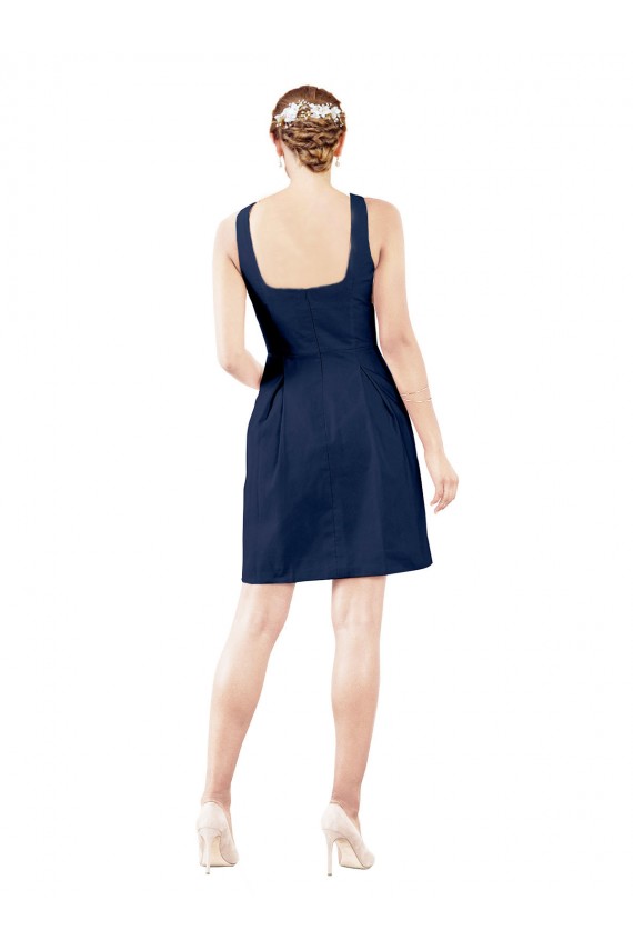 V-Neck A-Line Satin Bridesmaid Dress with Pockets