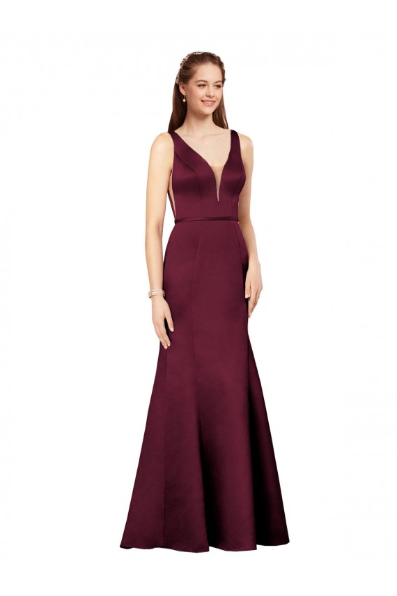 Formal and Sexy Satin Bridesmaid Dress with Side Cutouts