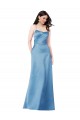 Crossing Strap Back Pleated Bodice Long Satin Bridesmaid Dress
