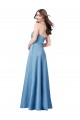 Crossing Strap Back Pleated Bodice Long Satin Bridesmaid Dress