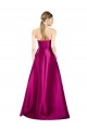 Sleeveless V-Neck Long Satin Bridesmaid Dress with Bow Waist