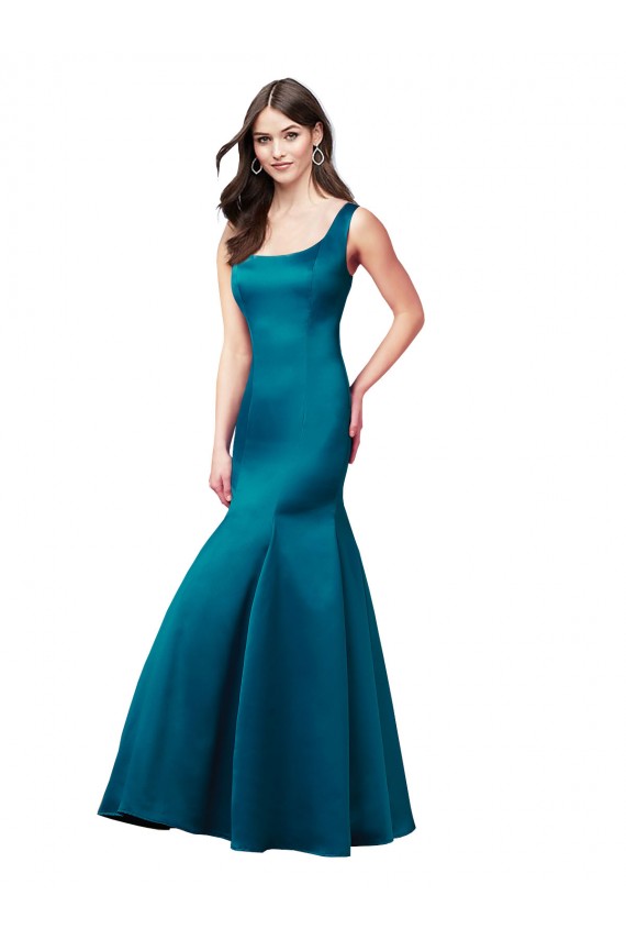 Long Sleek Satin Bridesmaid Dress with U-Back