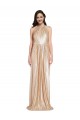 Floor Length Halter Neck Sparkling Sequin Bridesmaid Dress with Pleats