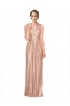Draped V-Neck Striking Sheath Floor Length Sequin Bridesmaid Dress